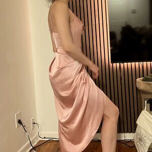 Satin warm pink dress